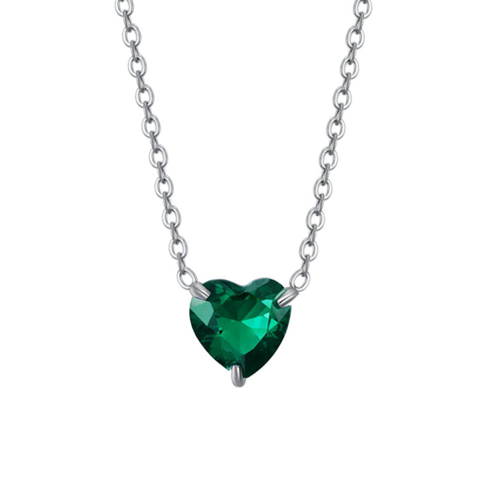 COLLANA DONNA IN ACCIAIO CON CUORE CRISTALLO VERDE - Image 4