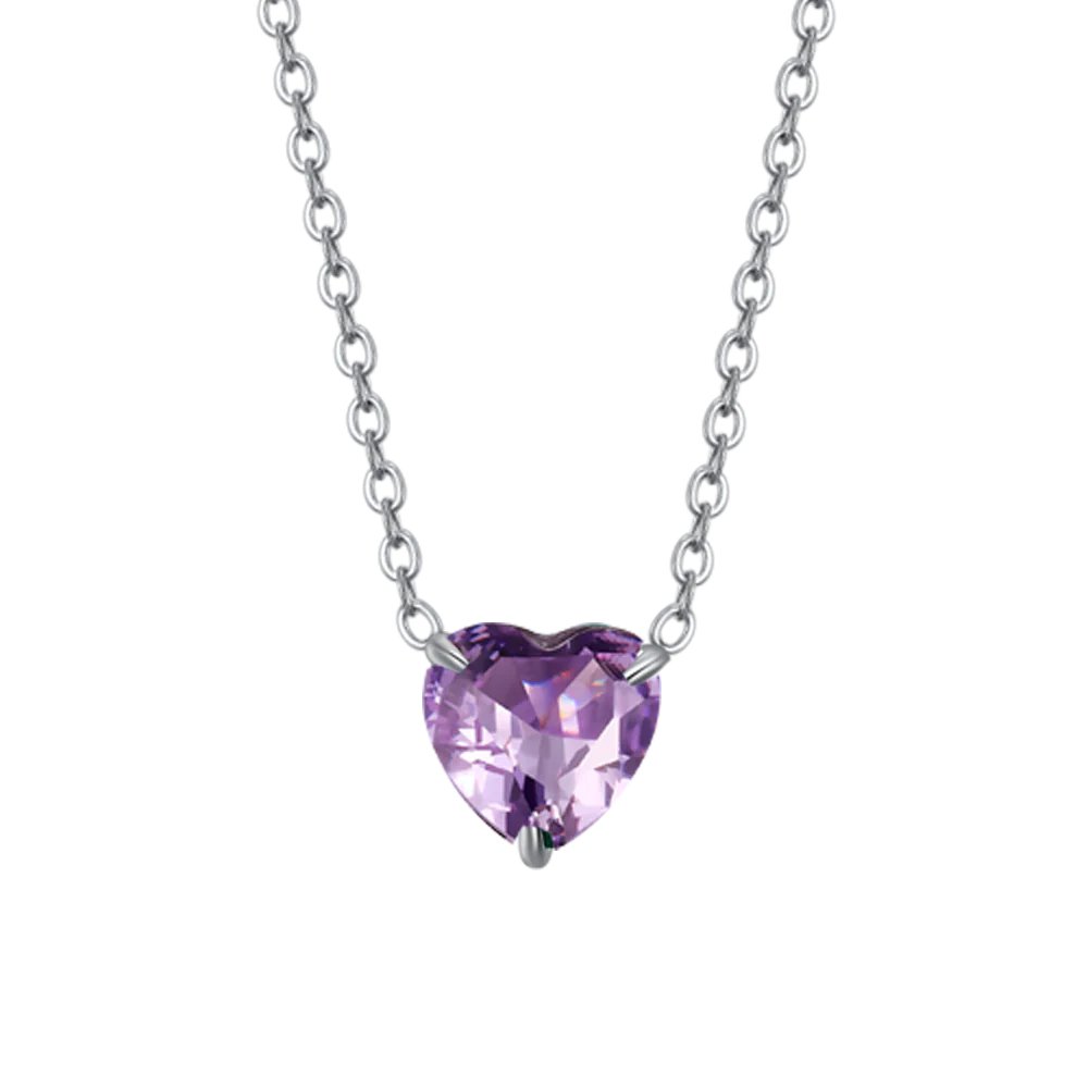 COLLANA DONNA IN ACCIAIO CON CUORE CRISTALLO VIOLA - Image 4