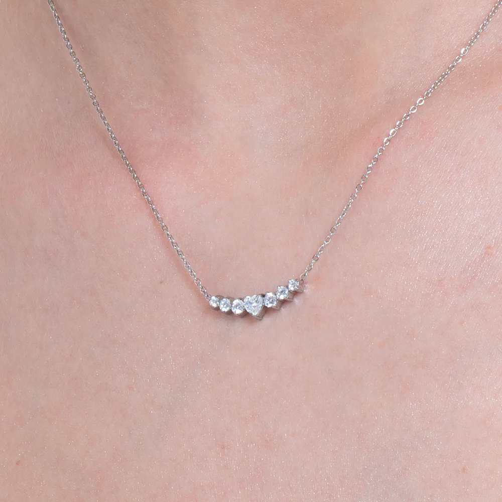 COLLANA DONNA IN ACCIAIO CON CUORE E CRISTALLI BIANCHI - Image 2
