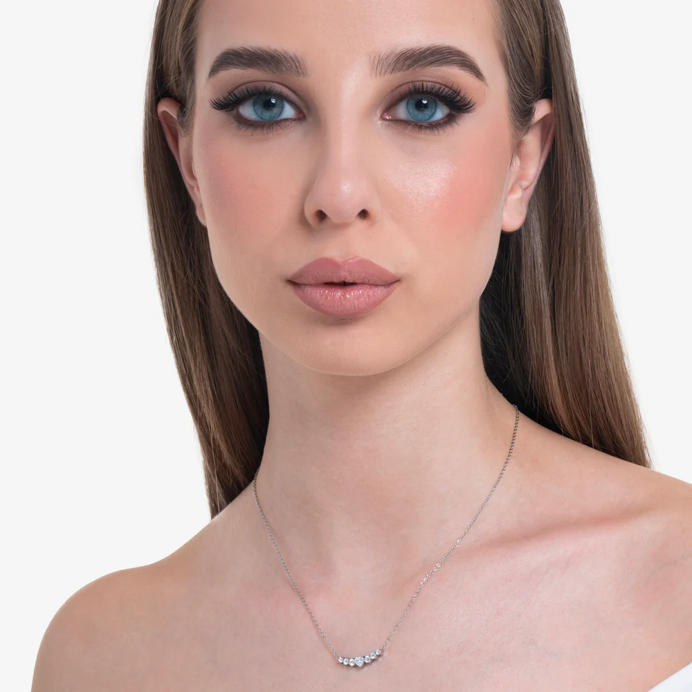 COLLANA DONNA IN ACCIAIO CON CUORE E CRISTALLI BIANCHI - Image 3
