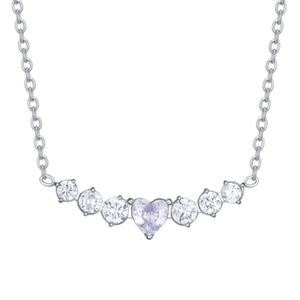COLLANA DONNA IN ACCIAIO CON CUORE E CRISTALLI BIANCHI - Image 4