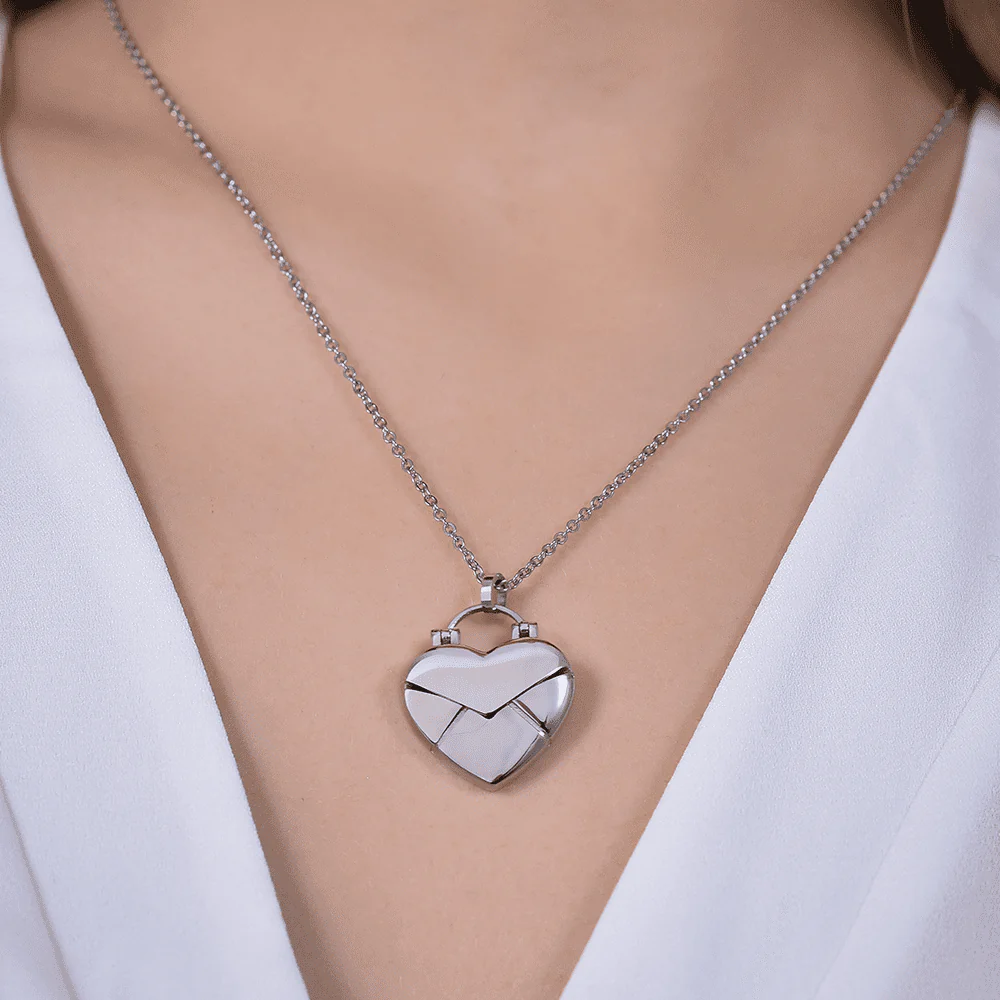 COLLANA DONNA IN ACCIAIO CON CUORE LETTERA - Image 2