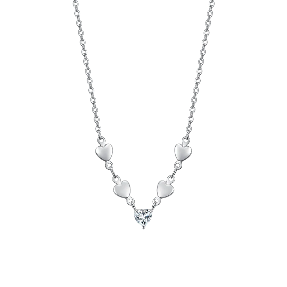 COLLANA DONNA IN ACCIAIO CON CUORI E ZIRCONI BIANCHI