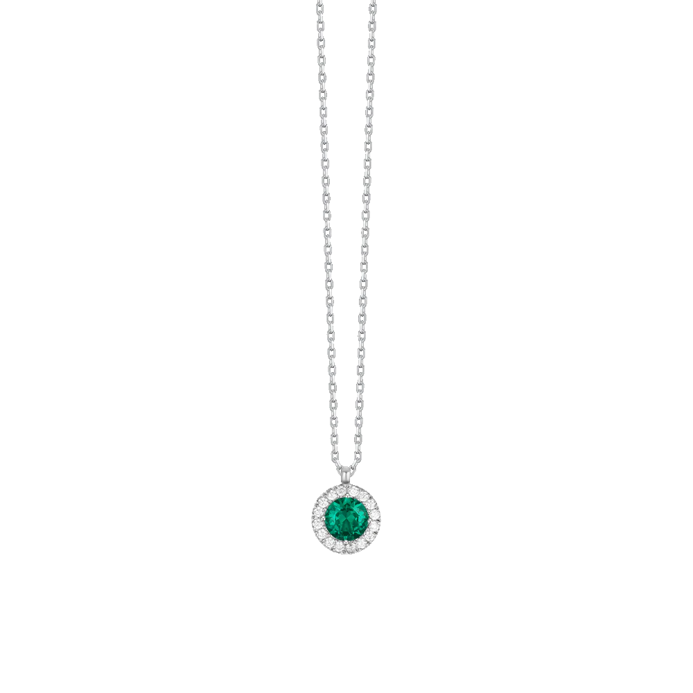 COLLANA DONNA IN ACCIAIO CON ELEMENTO CON ZIRCONI VERDI E BIANCHI