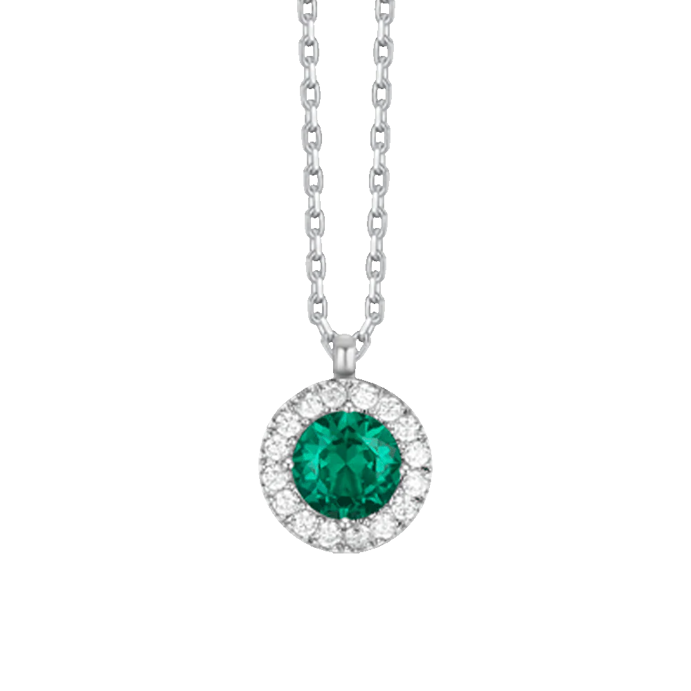 COLLANA DONNA IN ACCIAIO CON ELEMENTO CON ZIRCONI VERDI E BIANCHI - Image 4