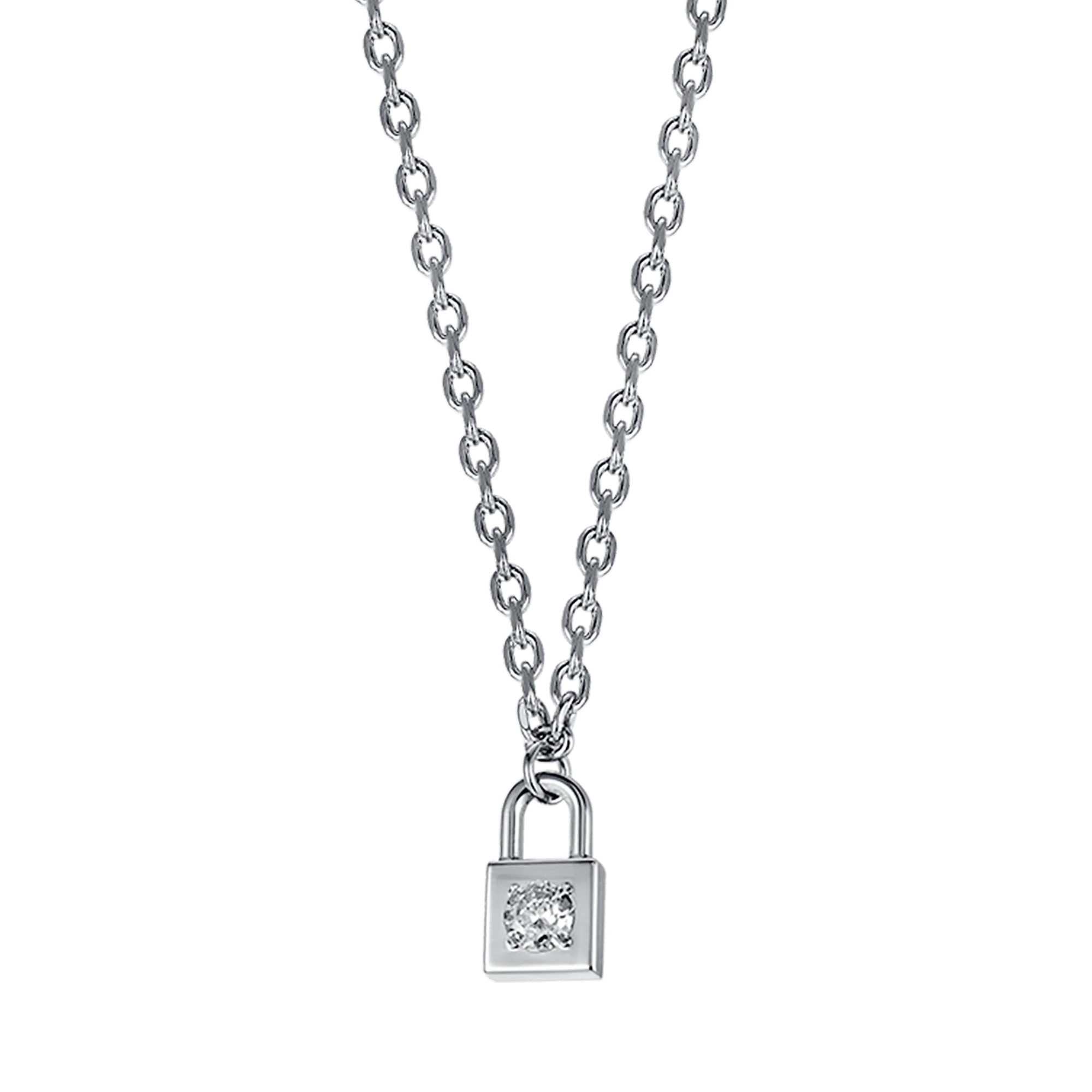 COLLANA DONNA IN ACCIAIO CON LUCCHETTO CON CRISTALLO BIANCO