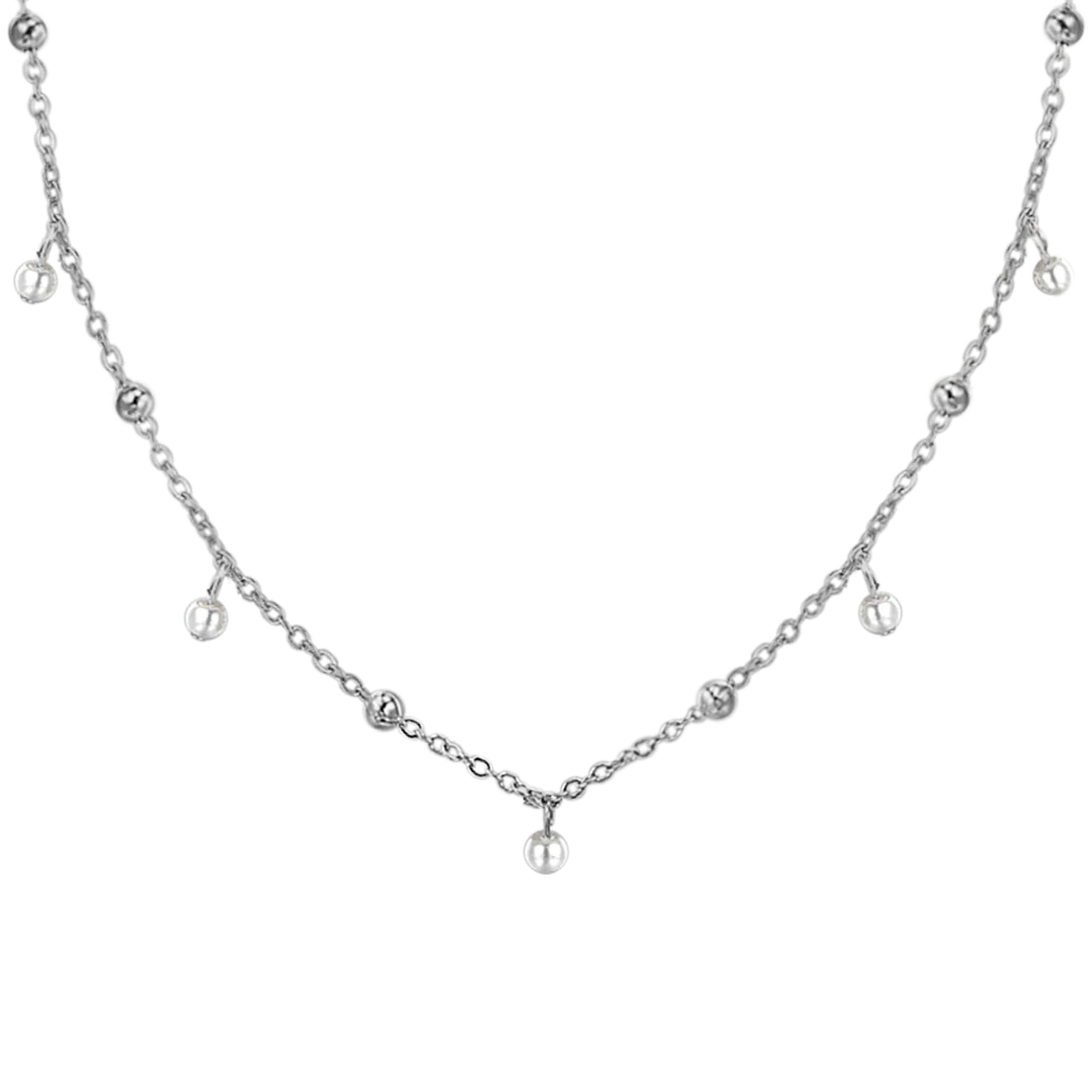 COLLANA DONNA IN ACCIAIO CON PERLE BIANCHE