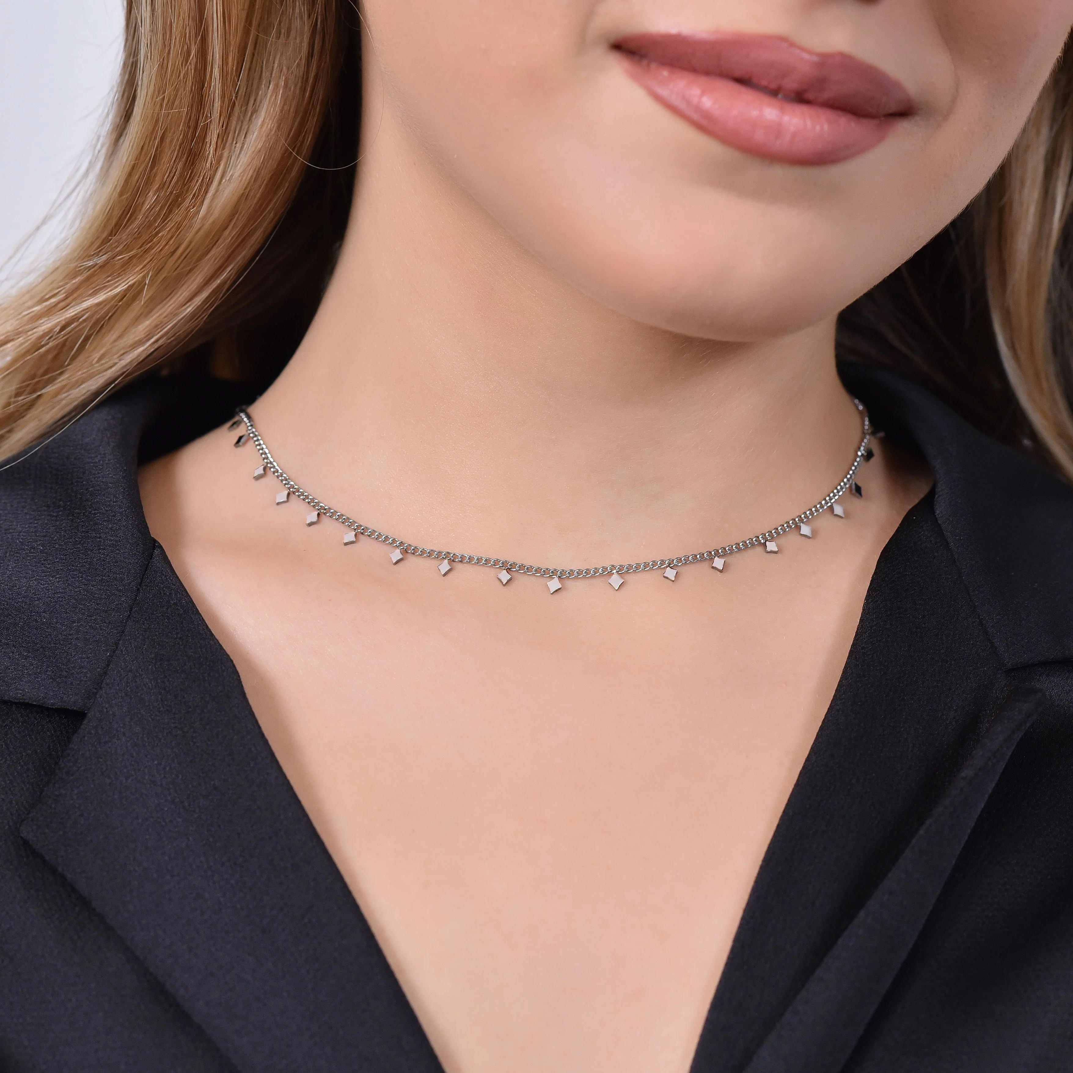 COLLANA DONNA IN ACCIAIO CON ROMBI - Image 2