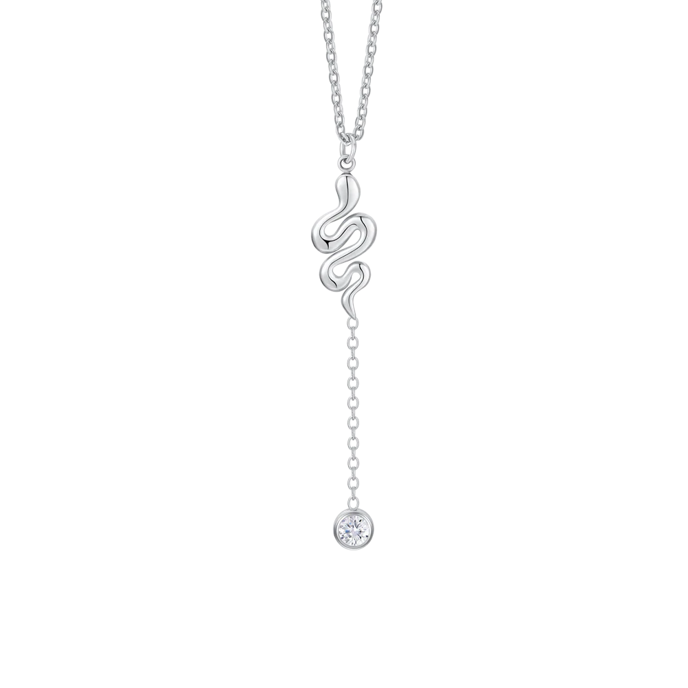 COLLANA DONNA IN ACCIAIO CON SERPENTE E CRISTALLO BIANCO