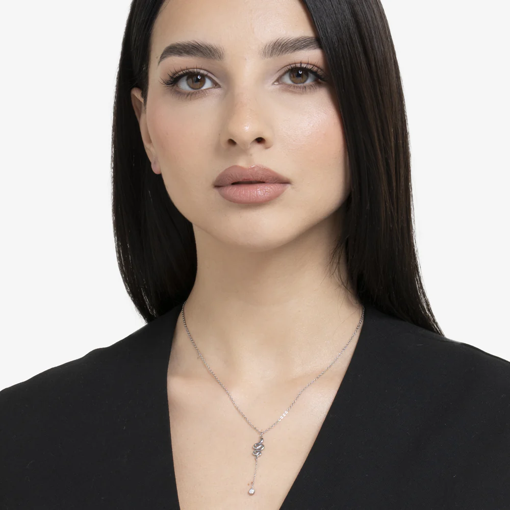COLLANA DONNA IN ACCIAIO CON SERPENTE E CRISTALLO BIANCO - Image 3