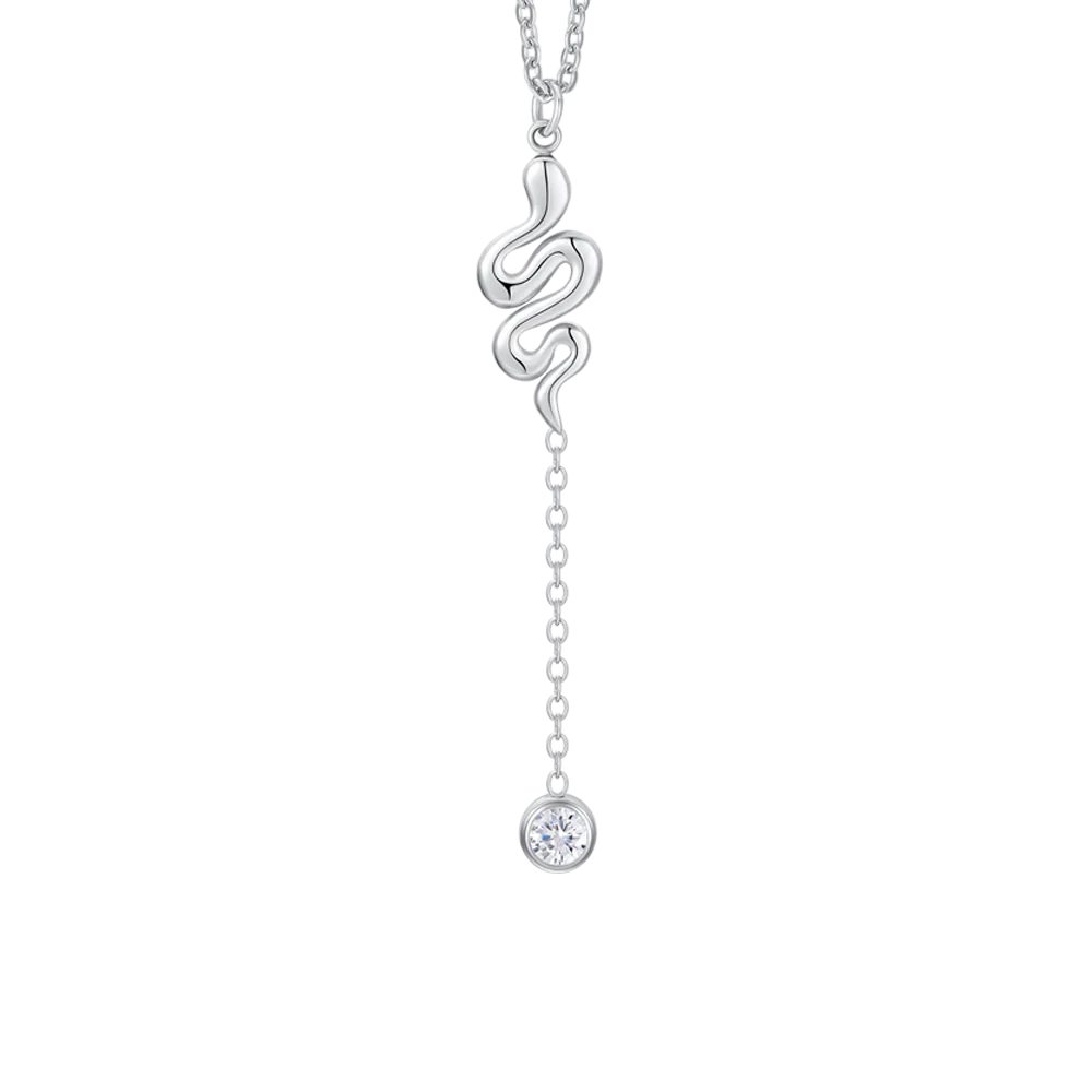 COLLANA DONNA IN ACCIAIO CON SERPENTE E CRISTALLO BIANCO - Image 4