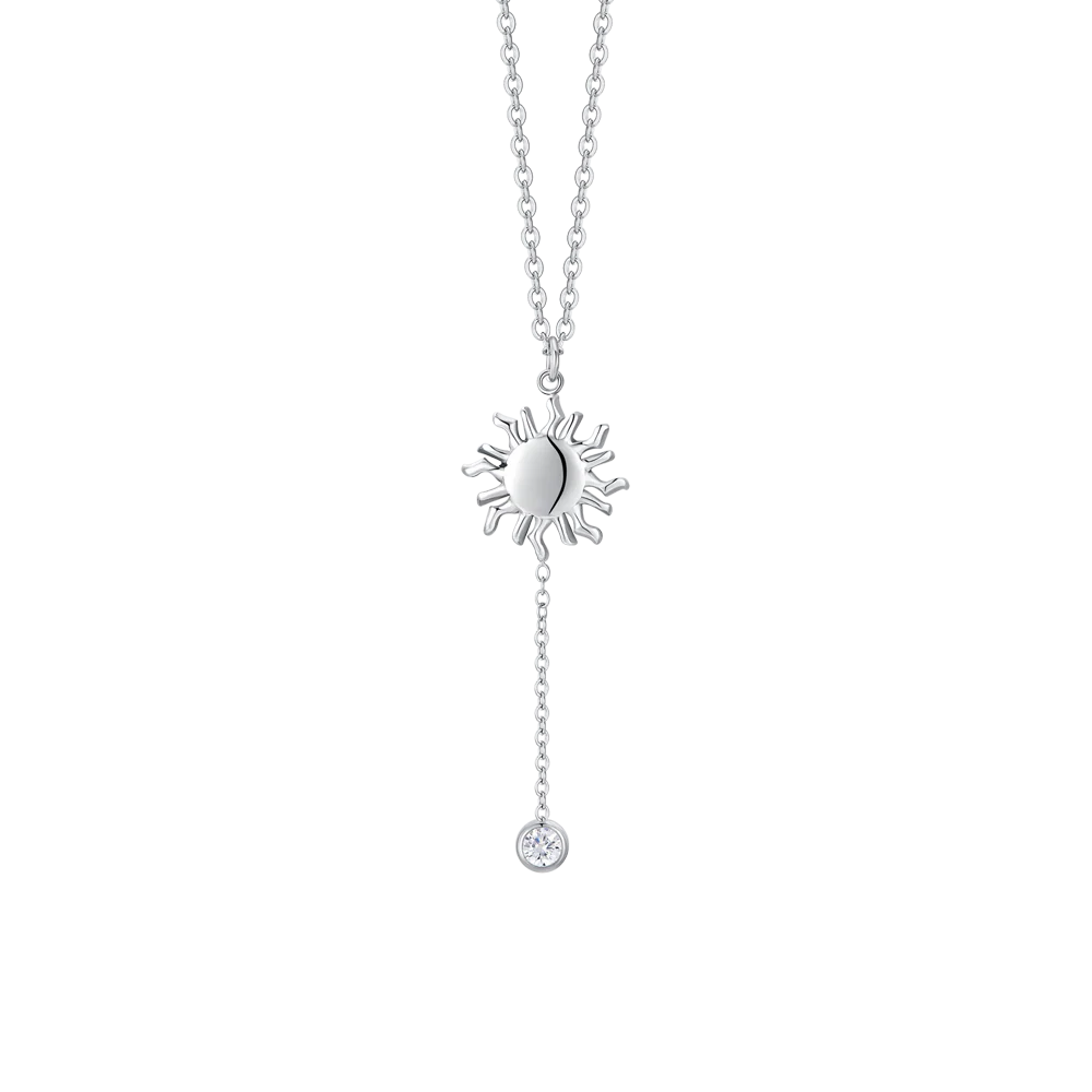 COLLANA DONNA IN ACCIAIO CON SOLE E CRISTALLO BIANCO
