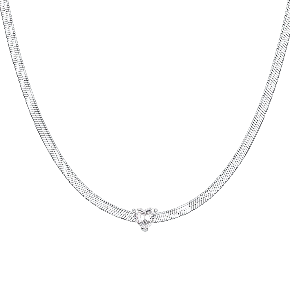 COLLANA DONNA IN ACCIAIO CON ZIRCONE BIANCO