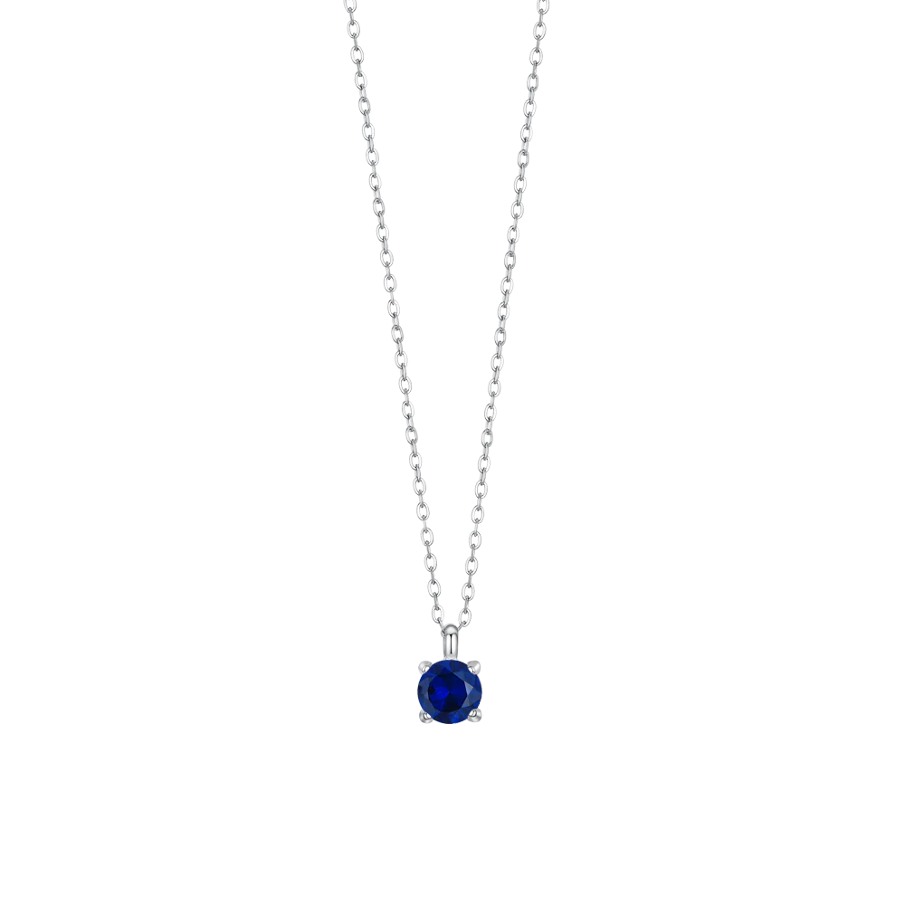 COLLANA DONNA IN ACCIAIO CON ZIRCONE BLU