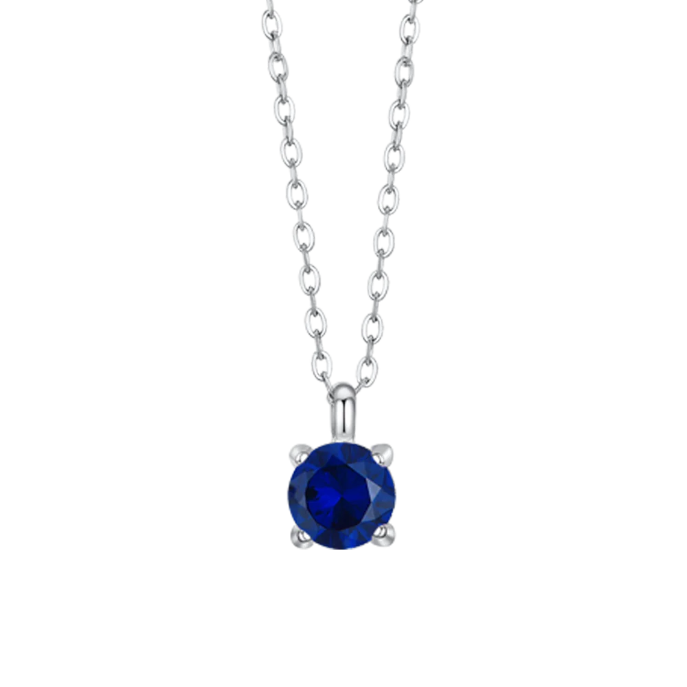 COLLANA DONNA IN ACCIAIO CON ZIRCONE BLU - Image 4
