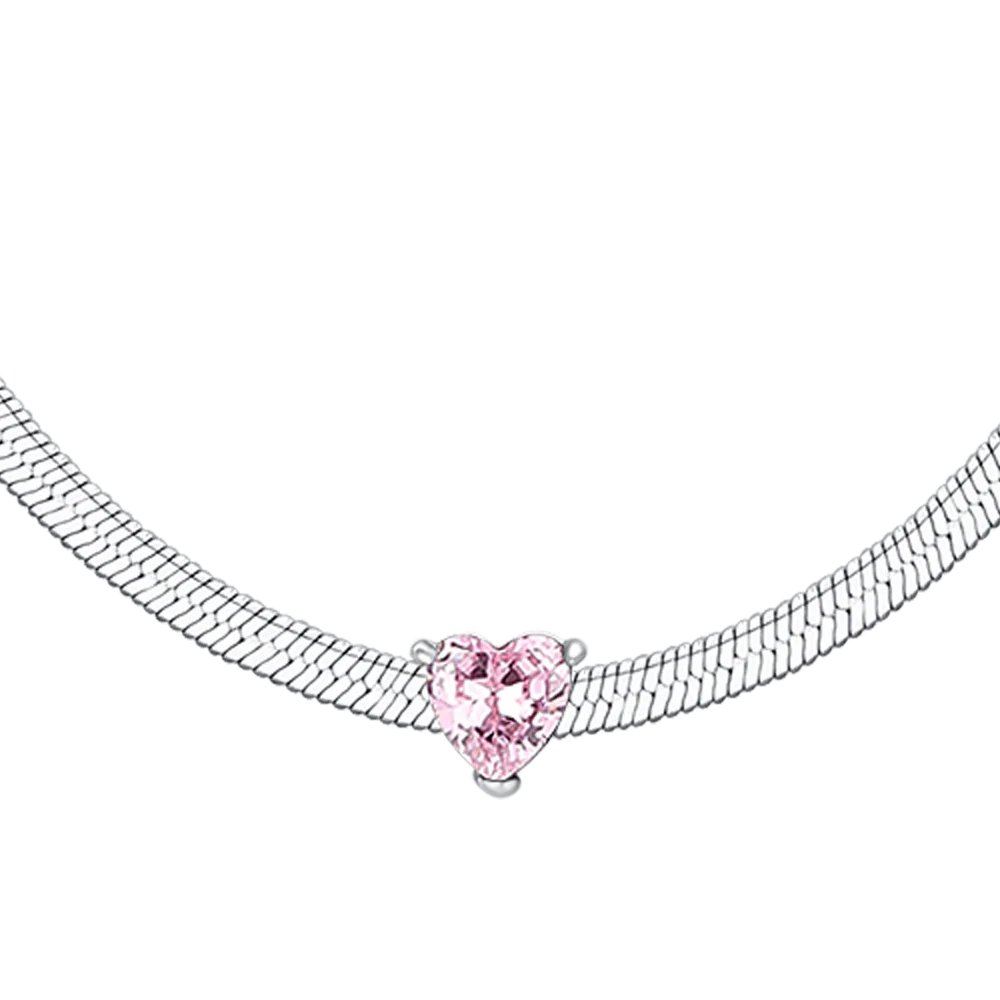 COLLANA DONNA IN ACCIAIO CON ZIRCONE ROSA - Image 5