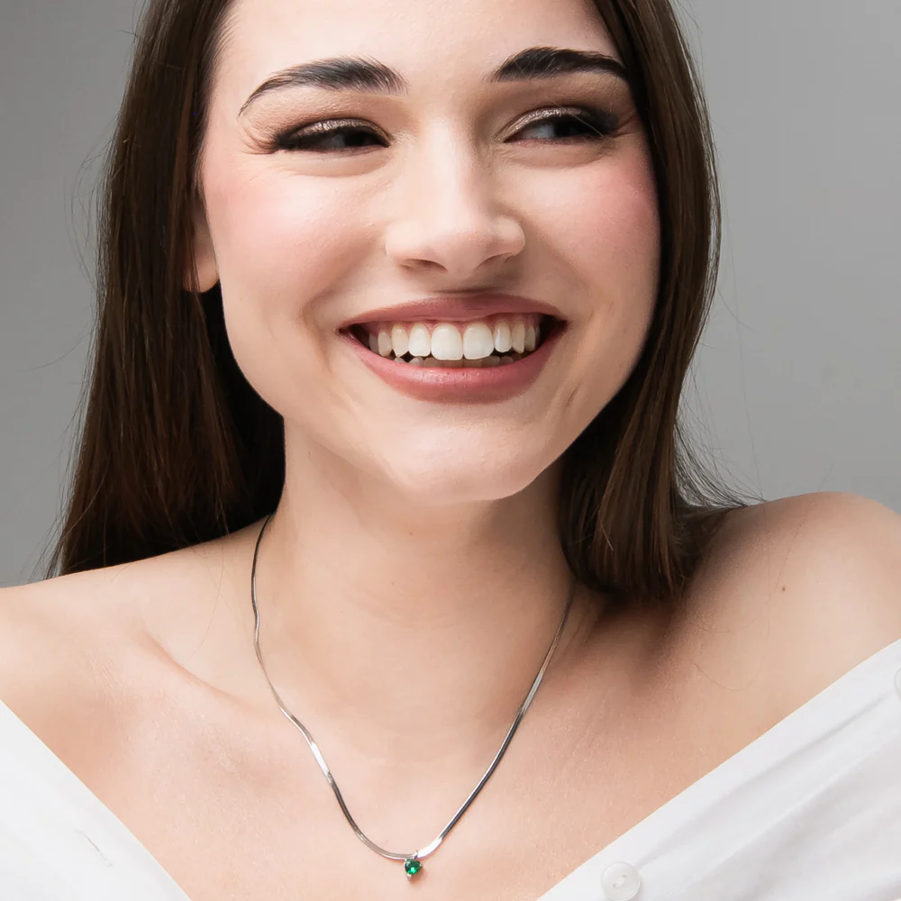 COLLANA DONNA IN ACCIAIO CON ZIRCONE VERDE - Image 3