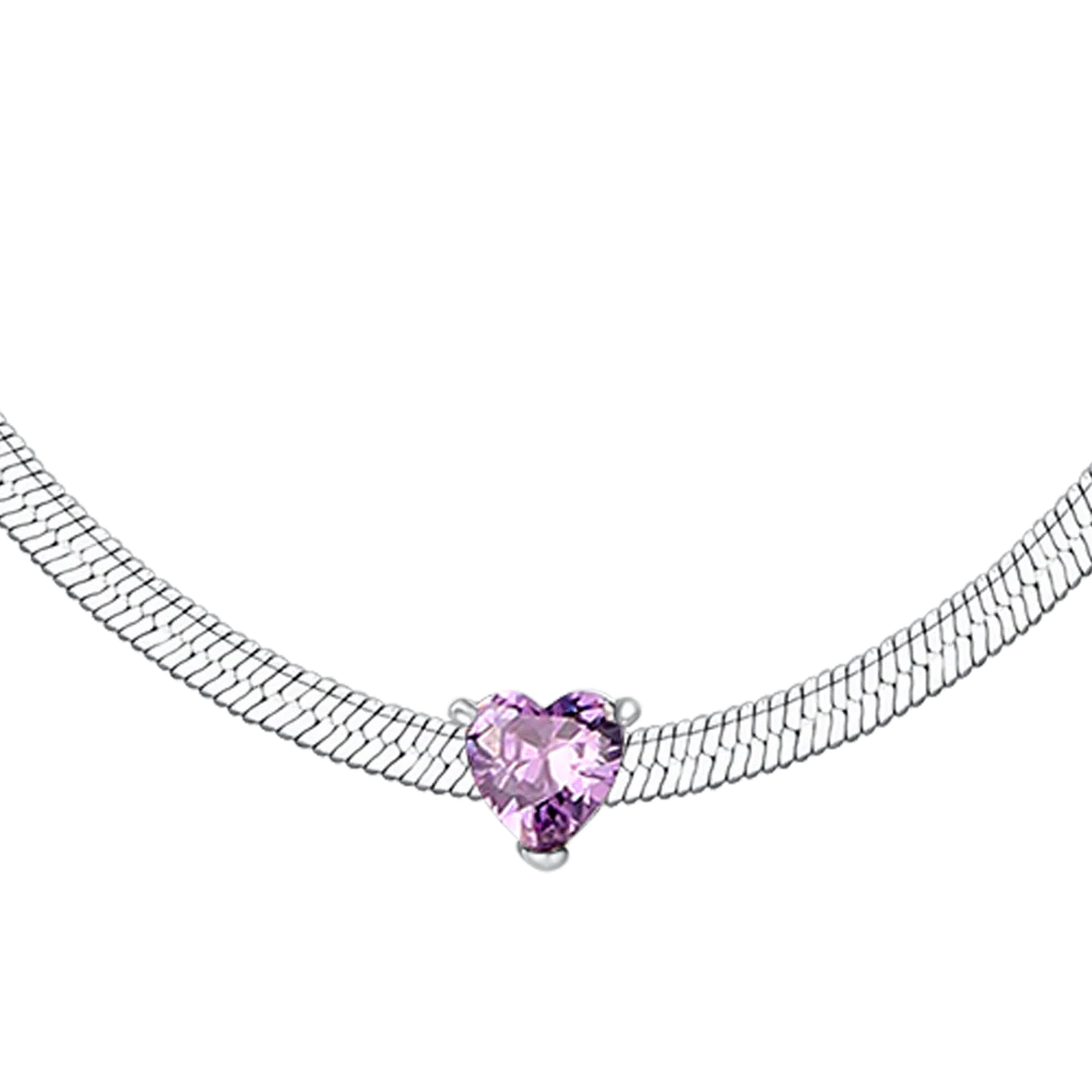 COLLANA DONNA IN ACCIAIO CON ZIRCONE VIOLA - Image 3