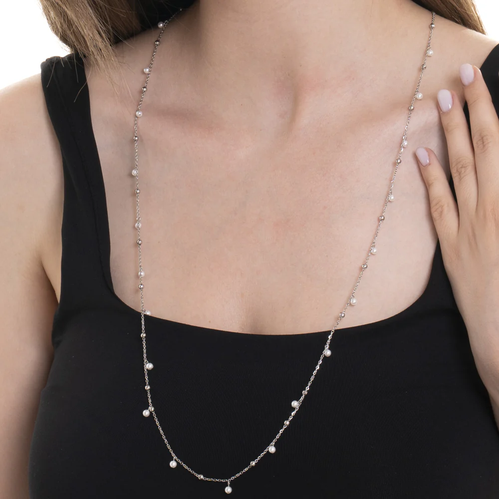 COLLANA DONNA IN ACCIAIO CON ZIRCONI BIANCHI - Image 2