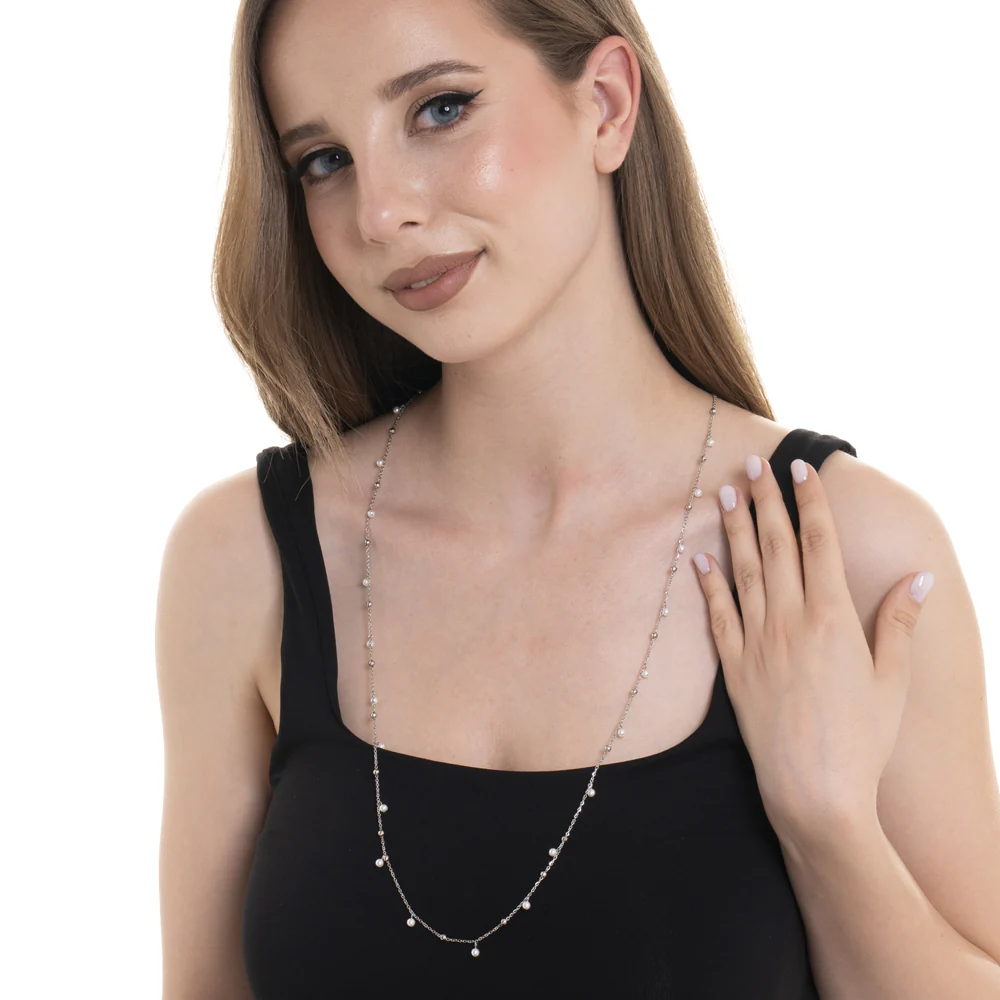 COLLANA DONNA IN ACCIAIO CON ZIRCONI BIANCHI - Image 3