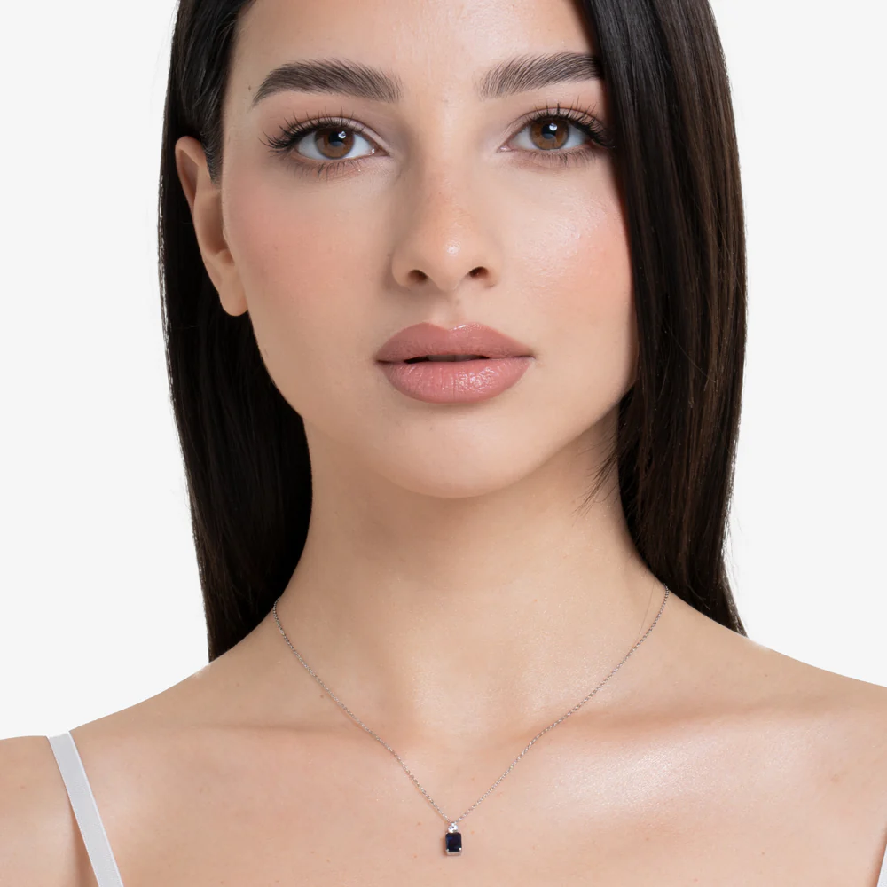 COLLANA DONNA IN ACCIAIO CON ZIRCONI BLU E BIANCO - Image 3
