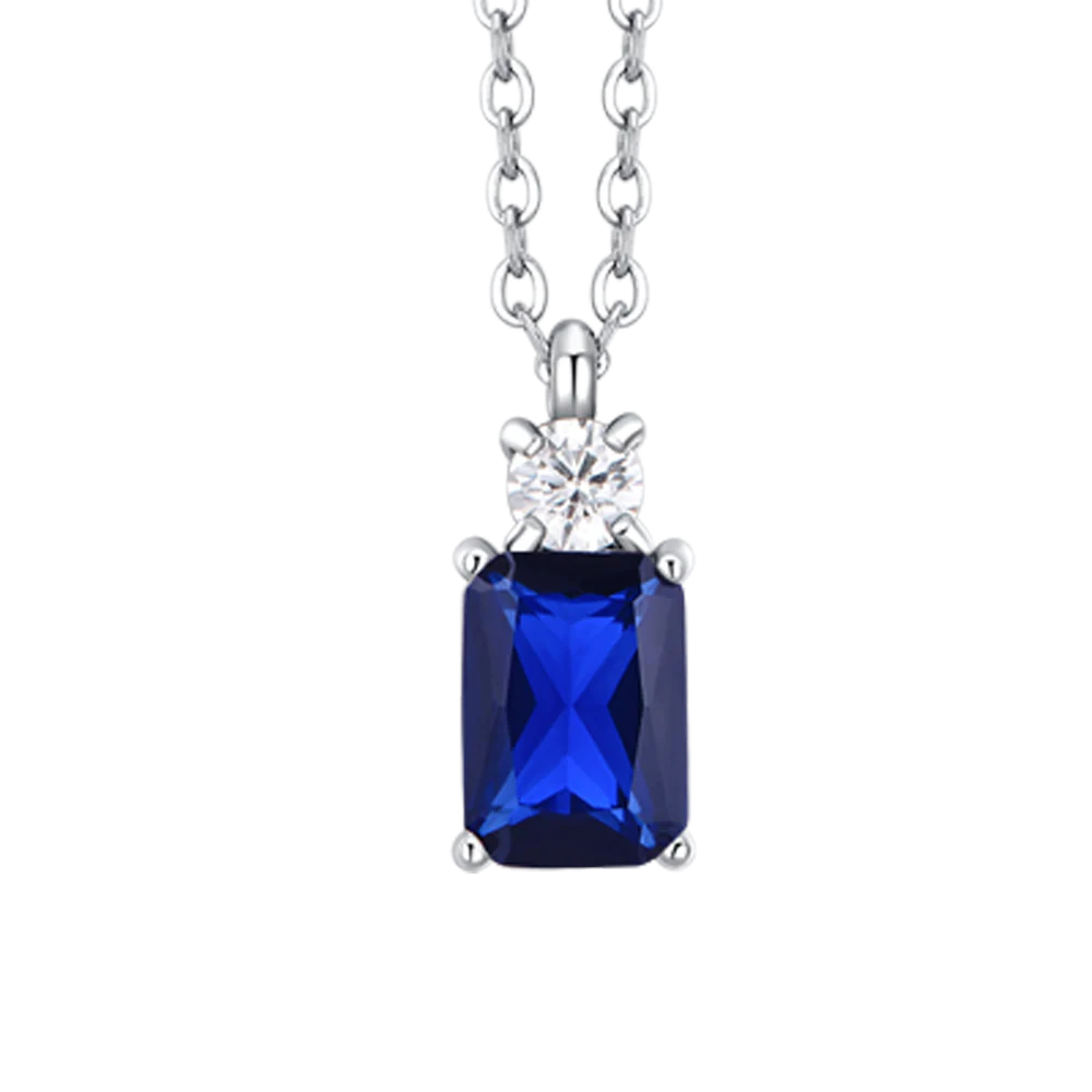 COLLANA DONNA IN ACCIAIO CON ZIRCONI BLU E BIANCO - Image 4
