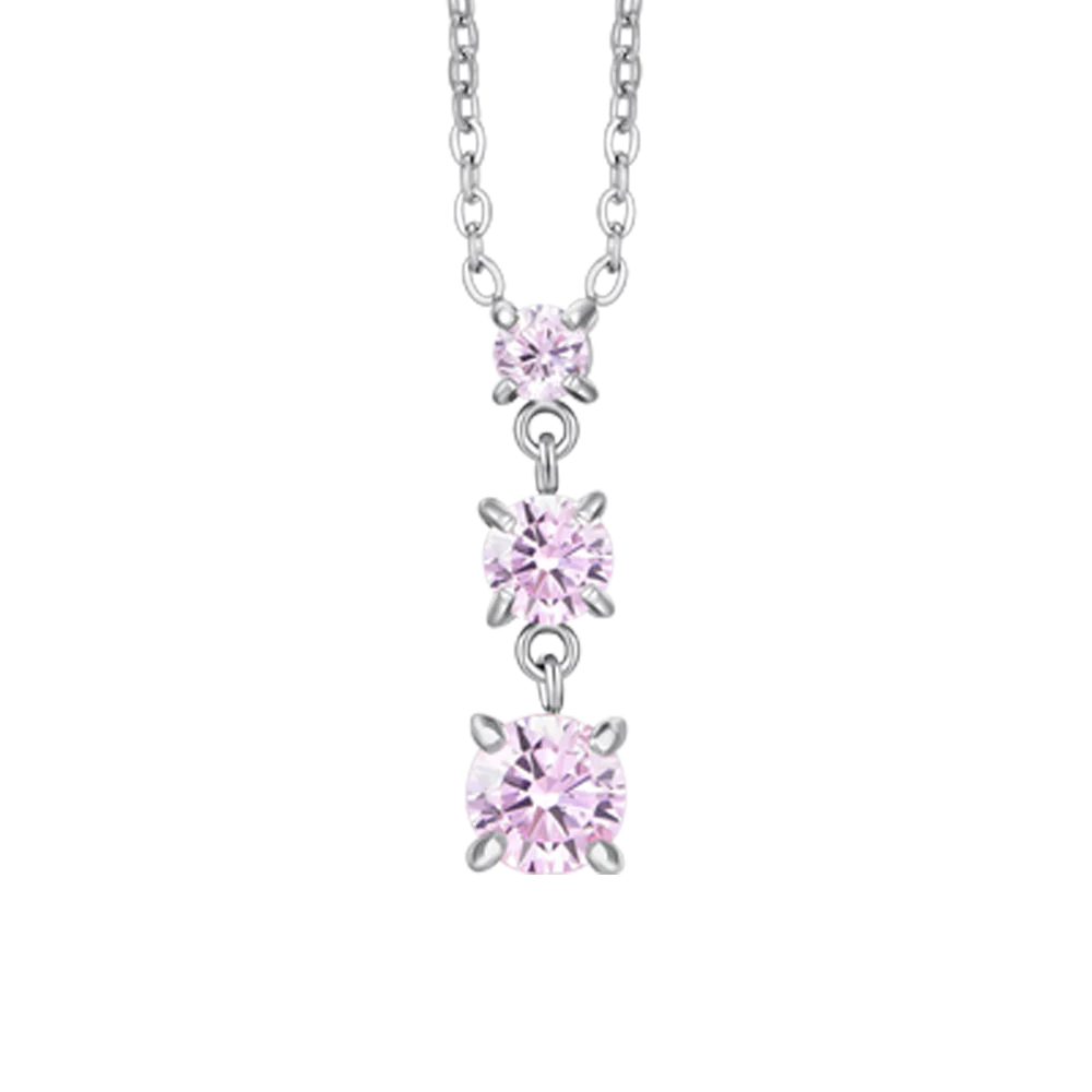 COLLANA DONNA IN ACCIAIO CON ZIRCONI ROSA - Image 4