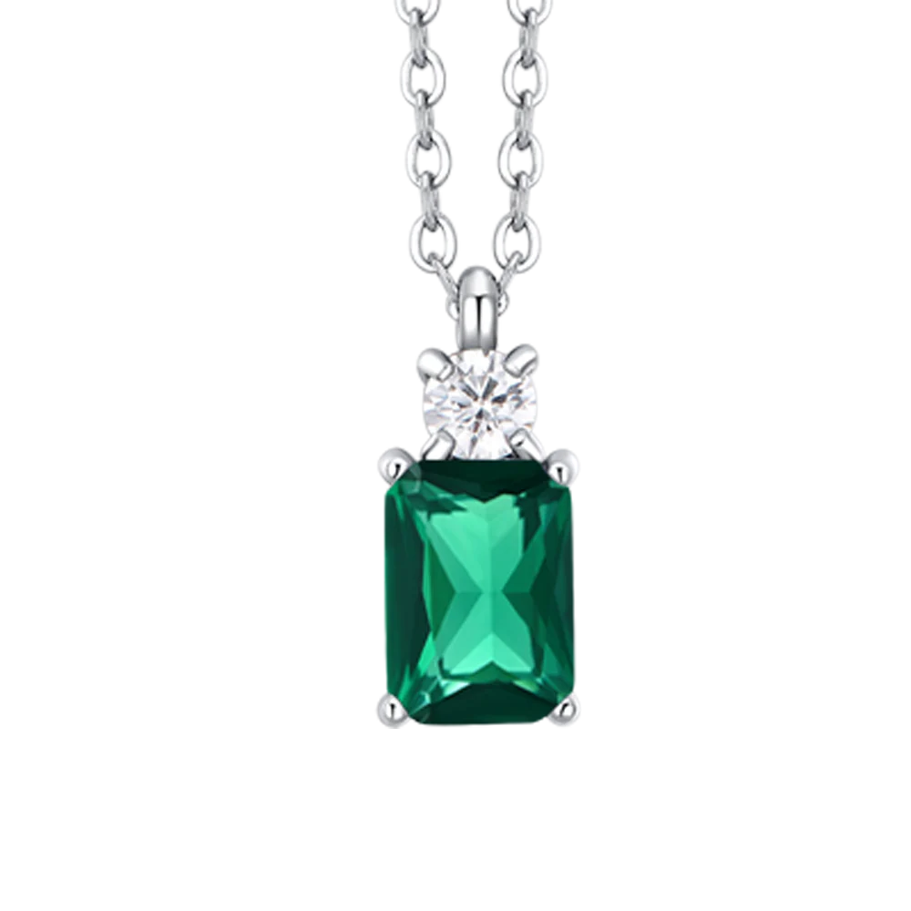COLLANA DONNA IN ACCIAIO CON ZIRCONI VERDE E BIANCO - Image 4
