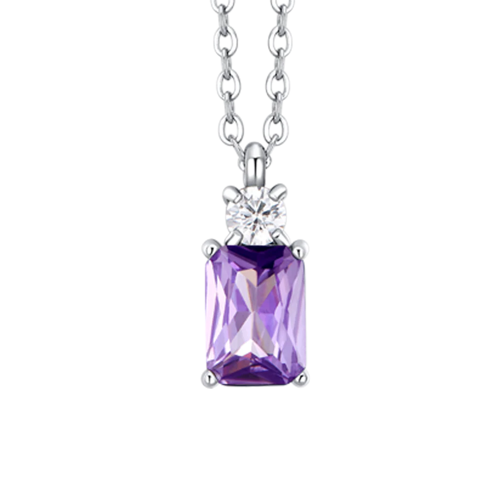 COLLANA DONNA IN ACCIAIO CON ZIRCONI VIOLA E BIANCO - Image 4