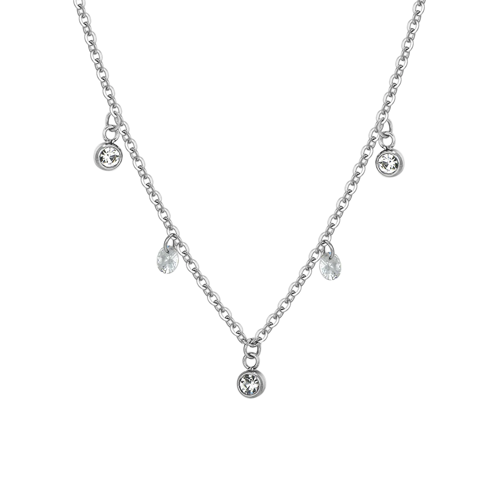 COLLANA DONNA IN ACCIAIO CRISTALLI BIANCHI