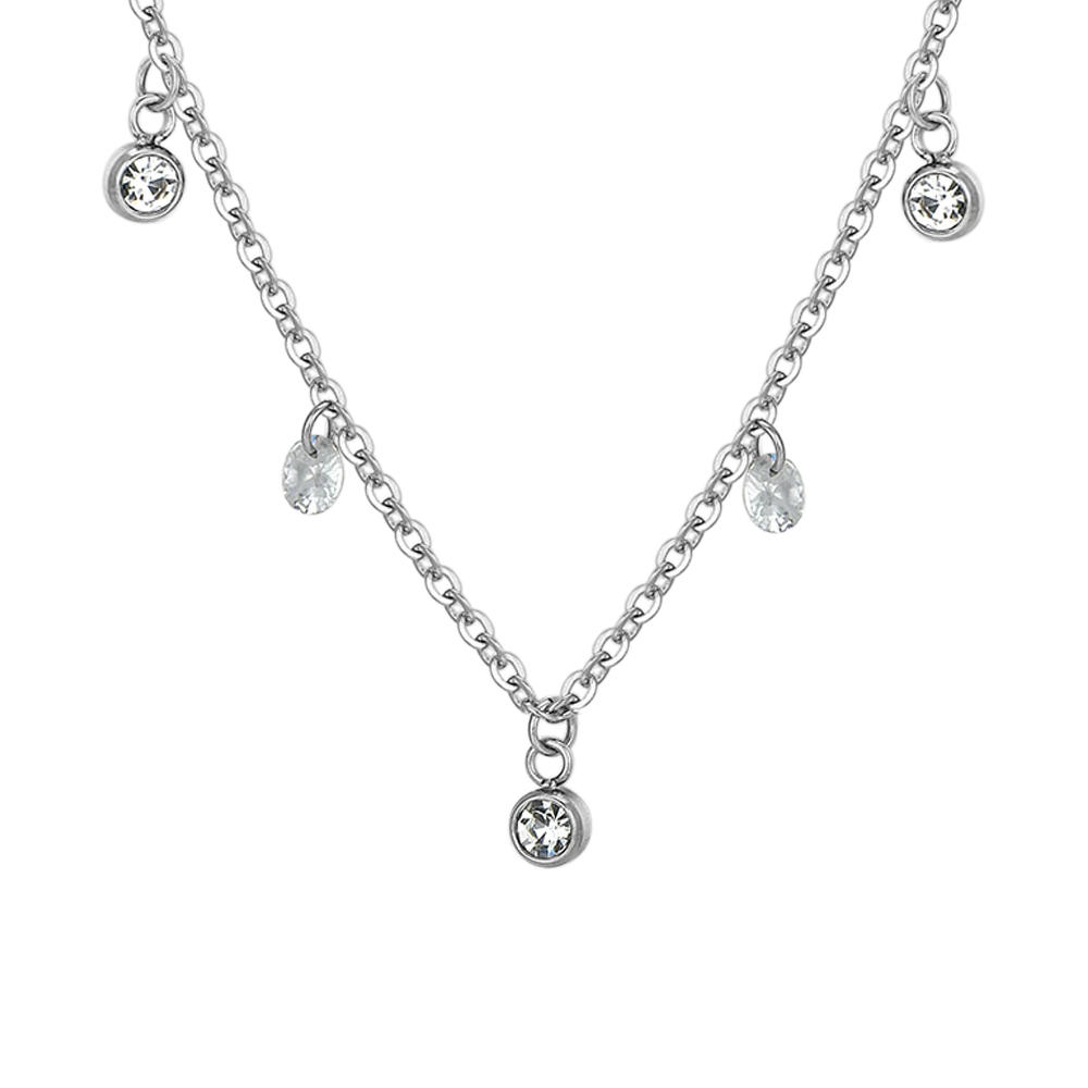 COLLANA DONNA IN ACCIAIO CRISTALLI BIANCHI - Image 4