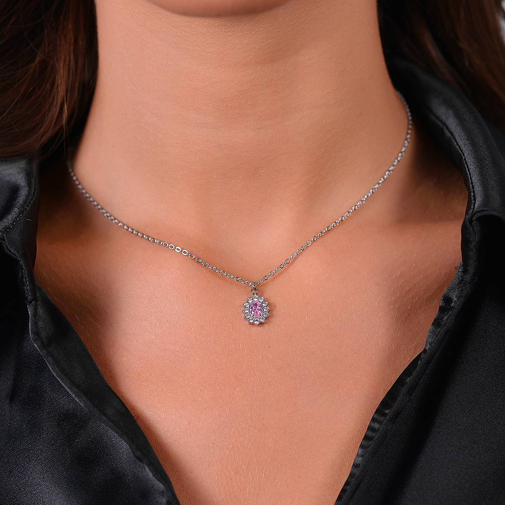 COLLANA DONNA IN ACCIAIO CRISTALLI E ZIRCONE ROSA - Image 2