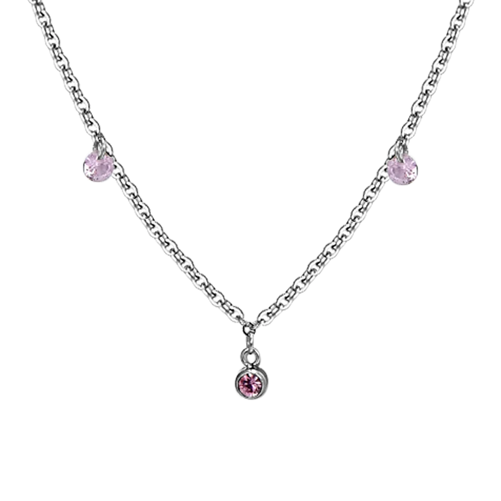 COLLANA DONNA IN ACCIAIO CRISTALLI ROSA - Image 4