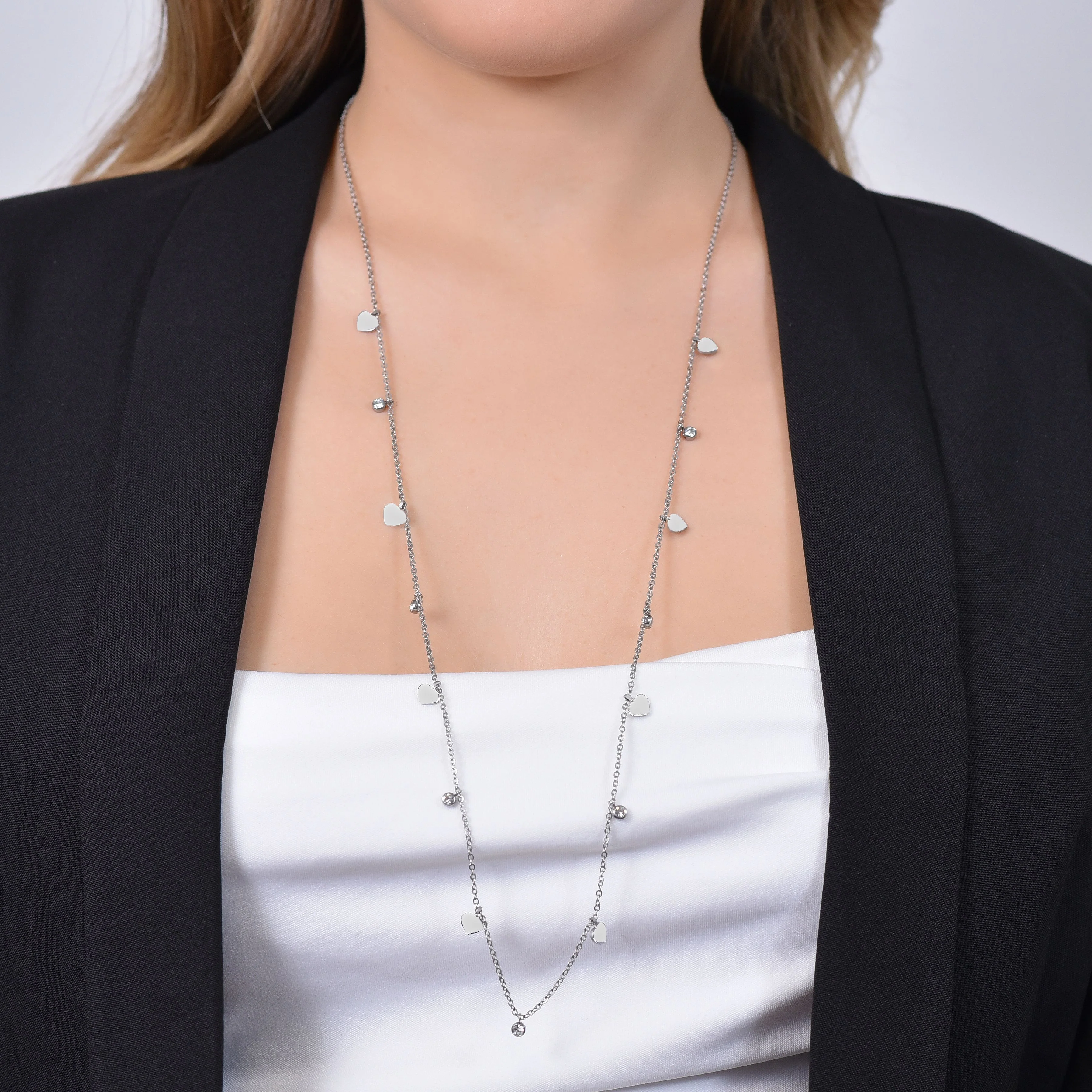 COLLANA DONNA IN ACCIAIO CUORI E CRISTALLI - Image 2