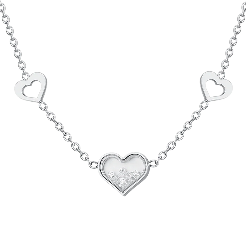 COLLANA DONNA IN ACCIAIO CUORI E ZIRCONI - Image 4