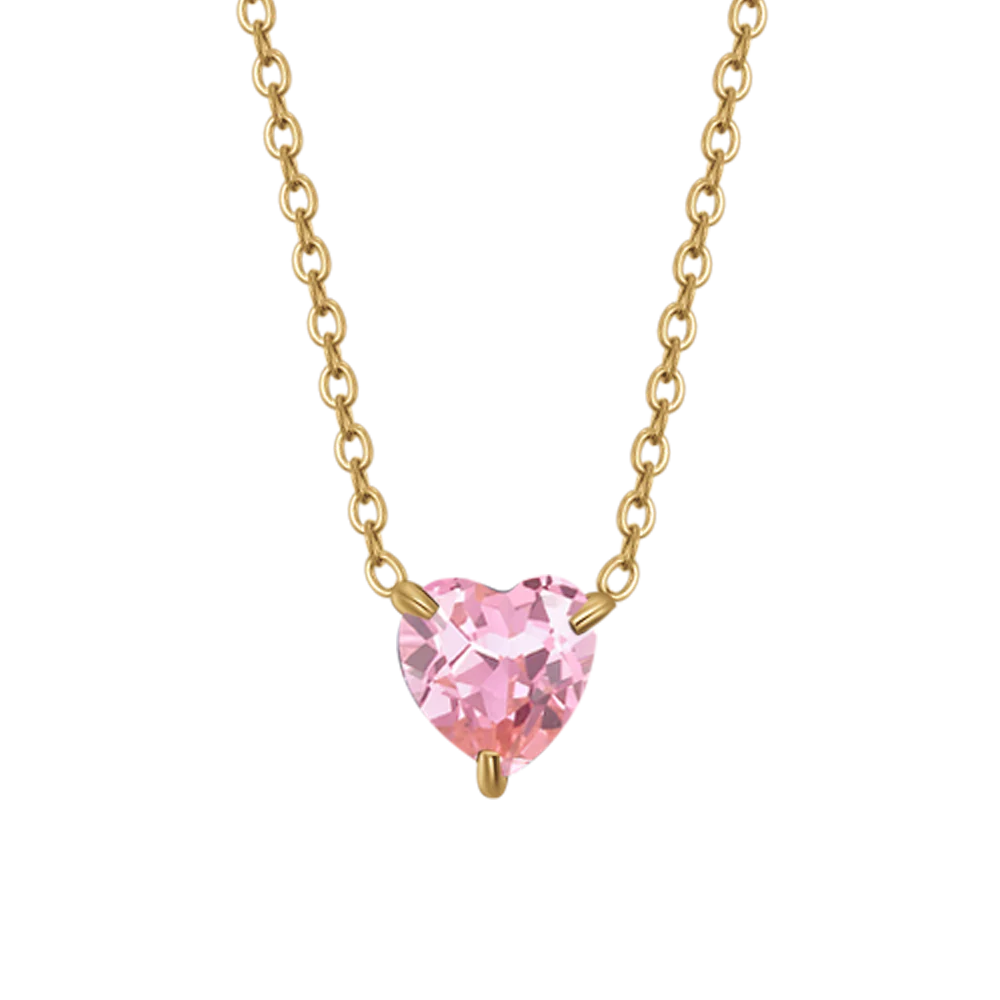 COLLANA DONNA IN ACCIAIO E IP GOLD CON CUORE CRISTALLO ROSA - Image 4