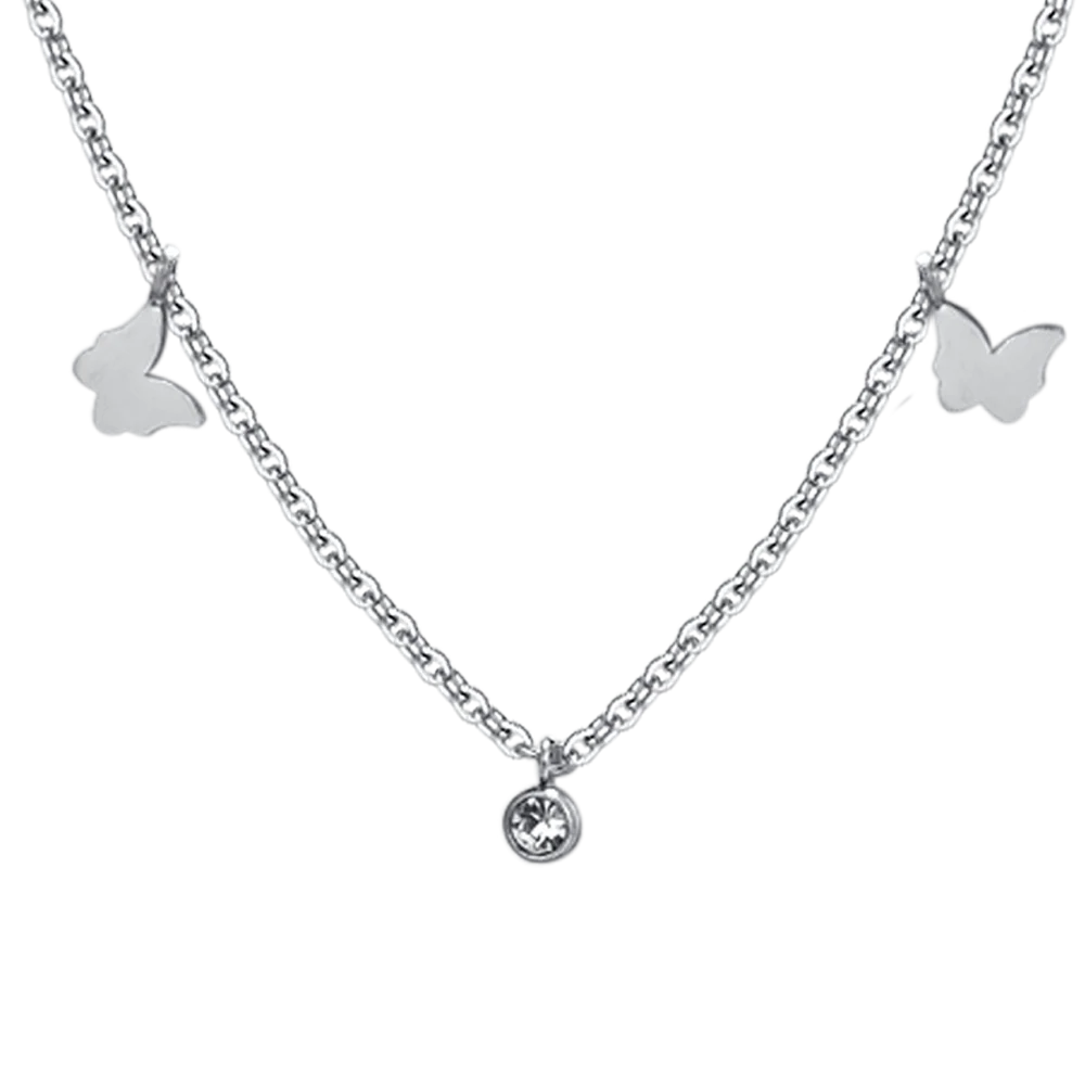 COLLANA DONNA IN ACCIAIO FARFALLE E CRISTALLI - Image 4