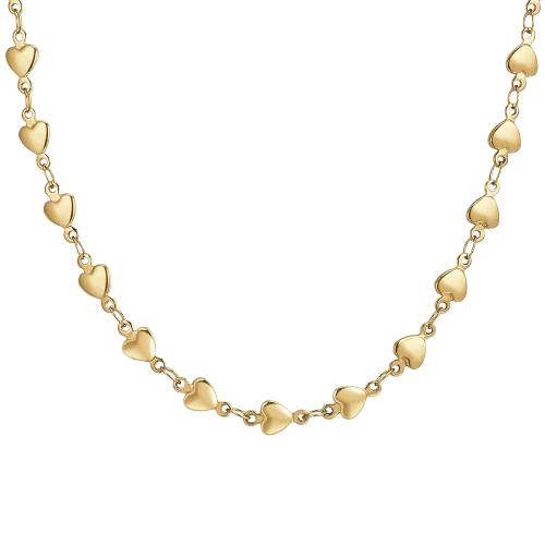 COLLANA DONNA IN ACCIAIO IP GOLD CON CUORI