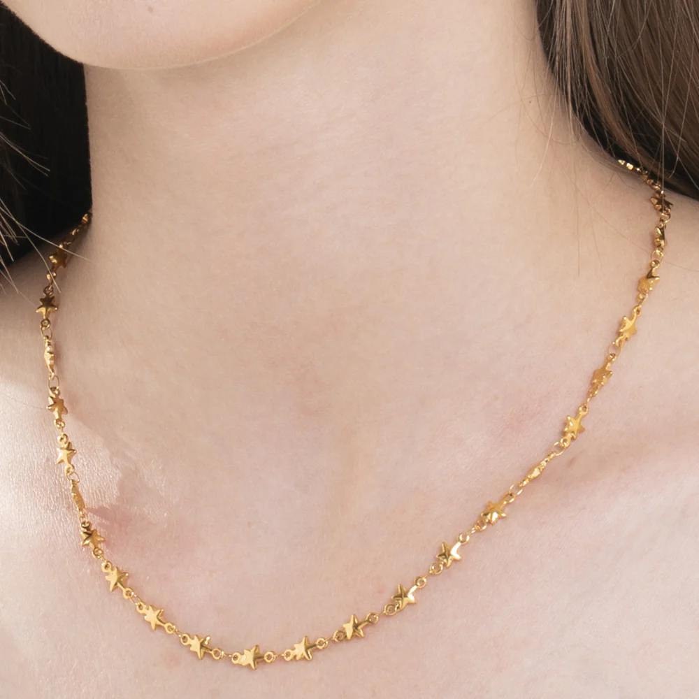 COLLANA DONNA IN ACCIAIO IP GOLD CON STELLE - Image 2