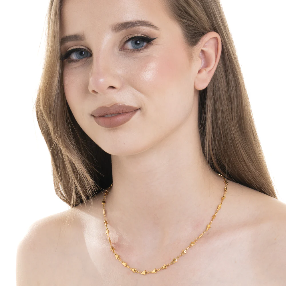 COLLANA DONNA IN ACCIAIO IP GOLD CON STELLE - Image 3