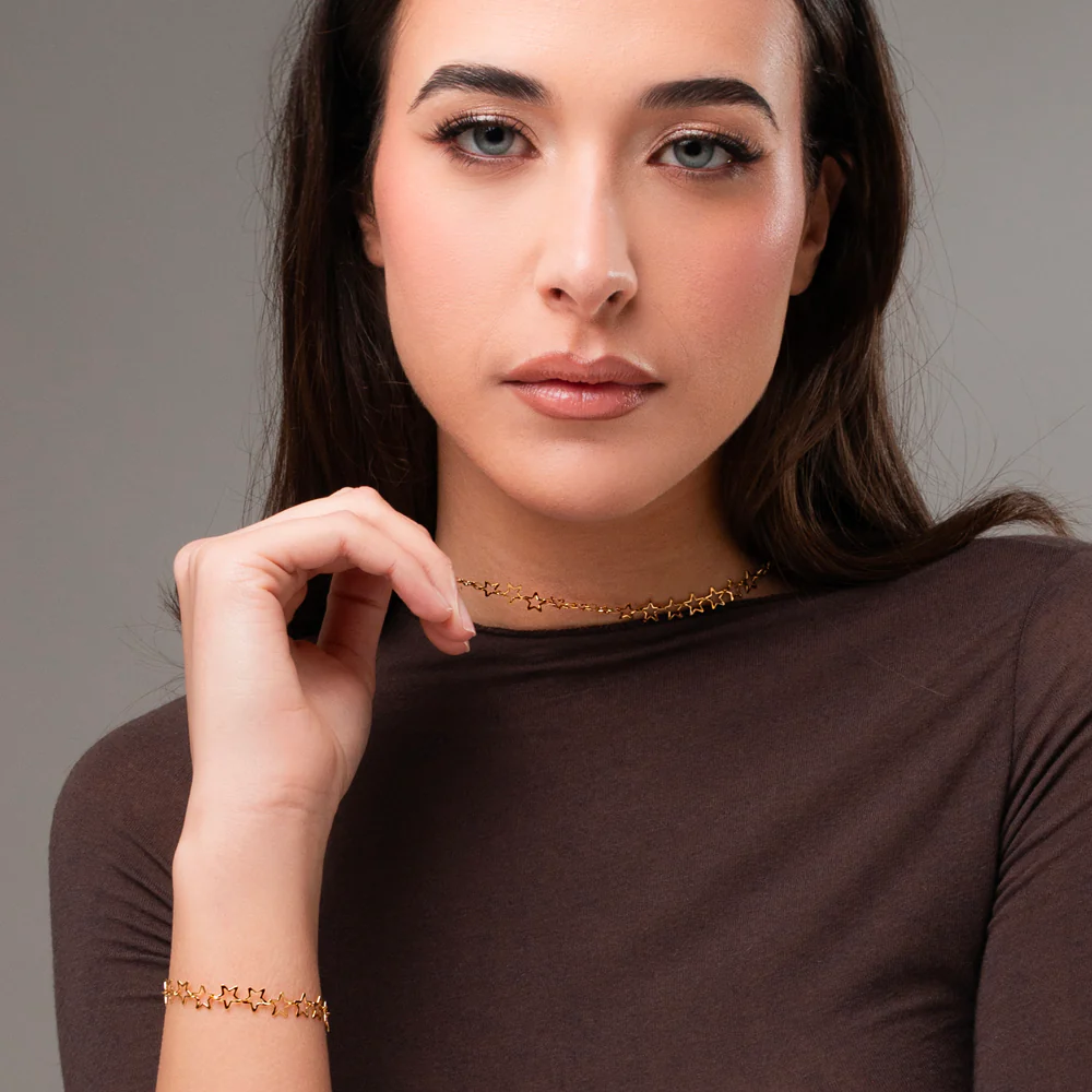 COLLANA DONNA IN ACCIAIO IP GOLD CON STELLE - Image 4
