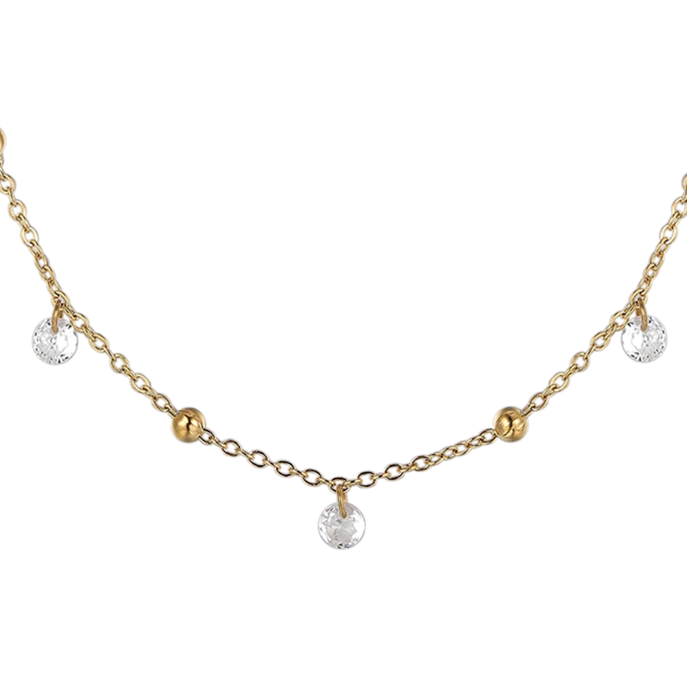 COLLANA DONNA IN ACCIAIO IP GOLD CON ZIRCONI BIANCHI - Image 4