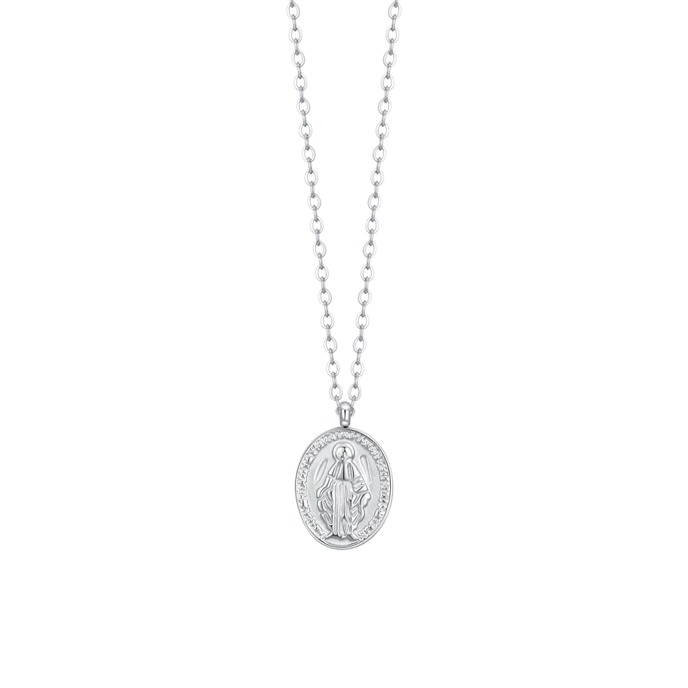 COLLANA DONNA IN ACCIAIO, MEDAGLIETTA CON MADONNINA MIRACOLOSA