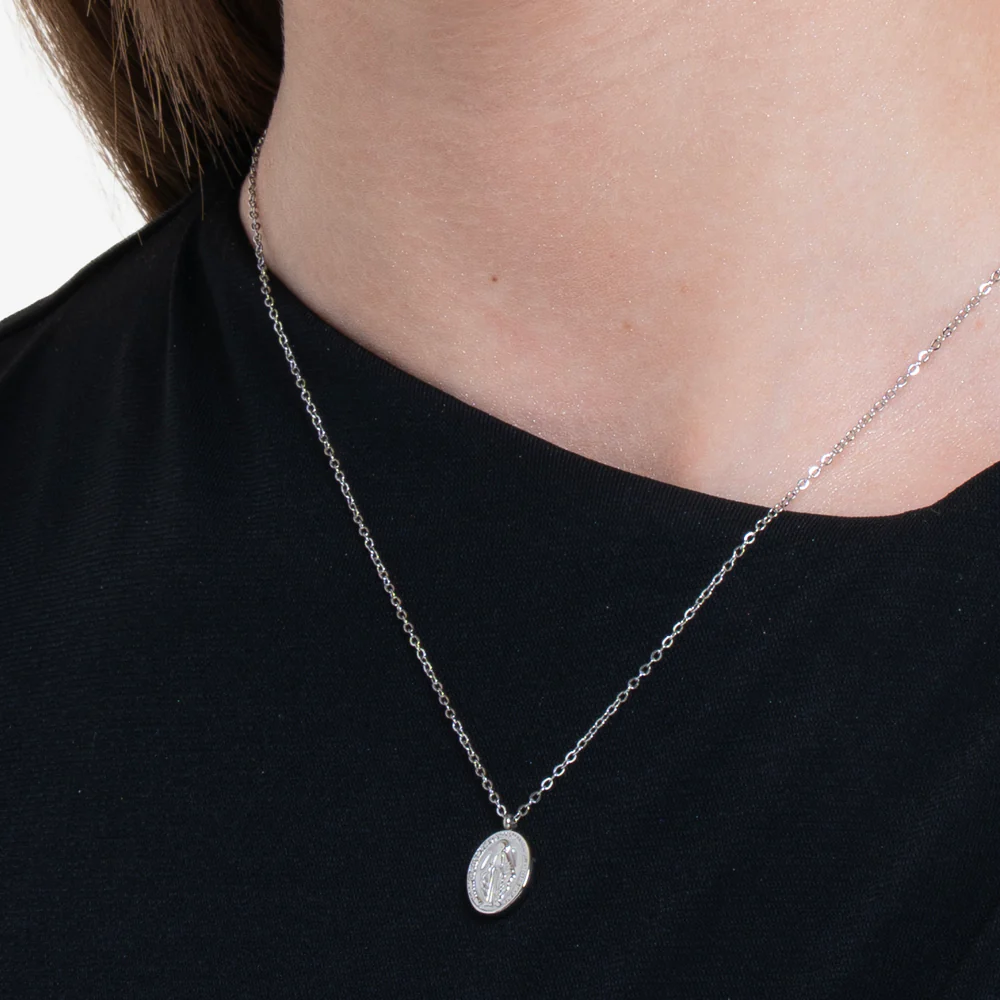 COLLANA DONNA IN ACCIAIO, MEDAGLIETTA CON MADONNINA MIRACOLOSA - Image 2