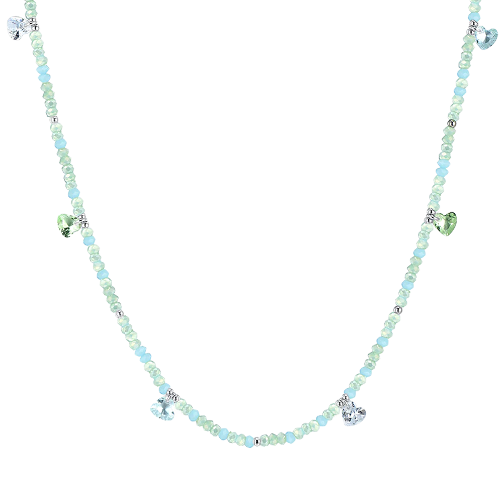 COLLANA DONNA IN ACCIAIO PIETRE VERDE ACQUA E CRISTALLI - Image 4