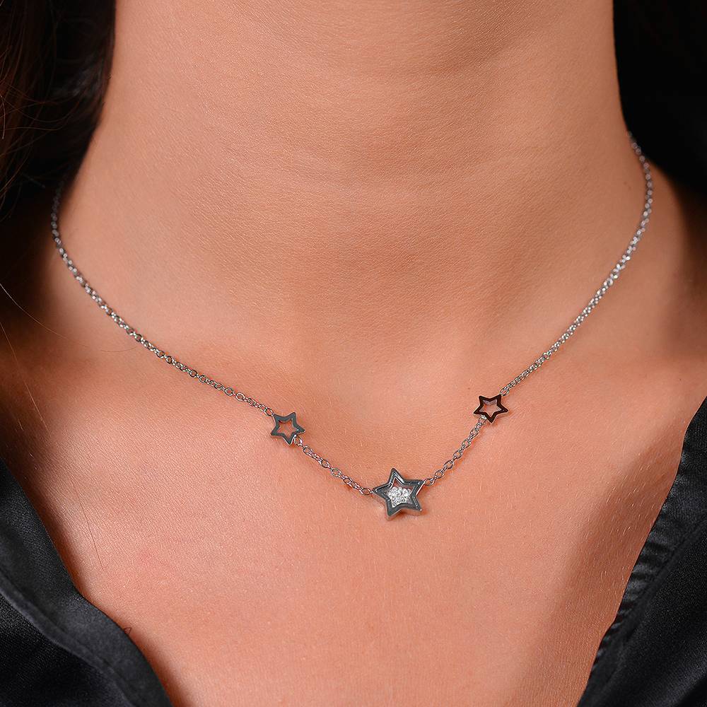 COLLANA DONNA IN ACCIAIO STELLE E ZIRCONI - Image 2