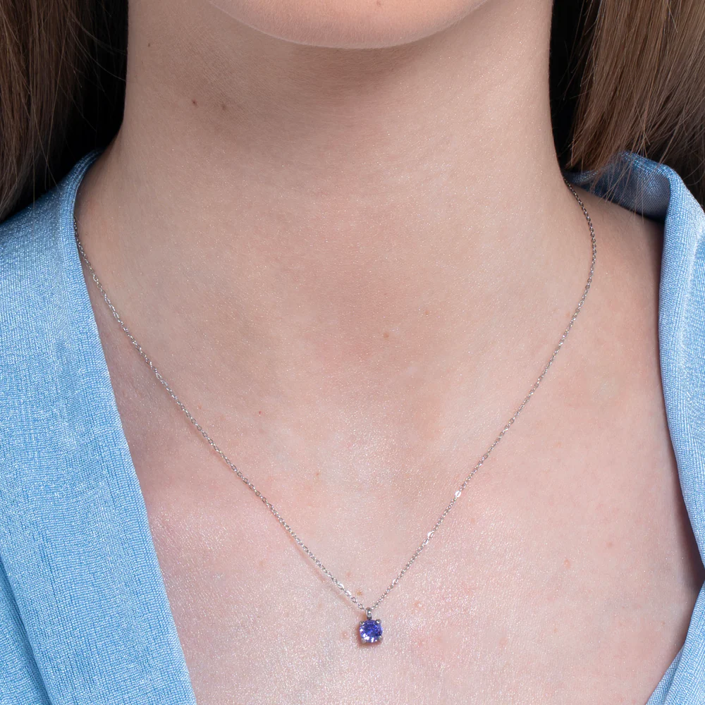 COLLANA DONNA IN ACCIAIO  ZIRCONE VIOLA - Image 2