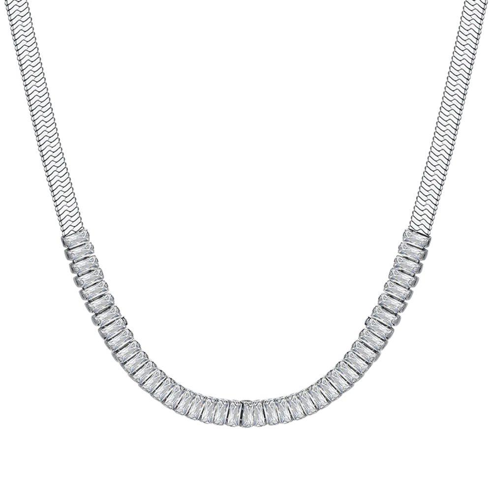 COLLANA DONNA IN ACCIAIO ZIRCONI BIANCHI - Image 4