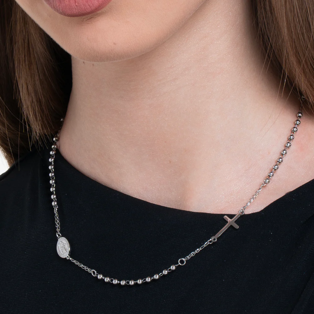 COLLANA DONNA ROSARIO IN ACCIAIO - Image 2