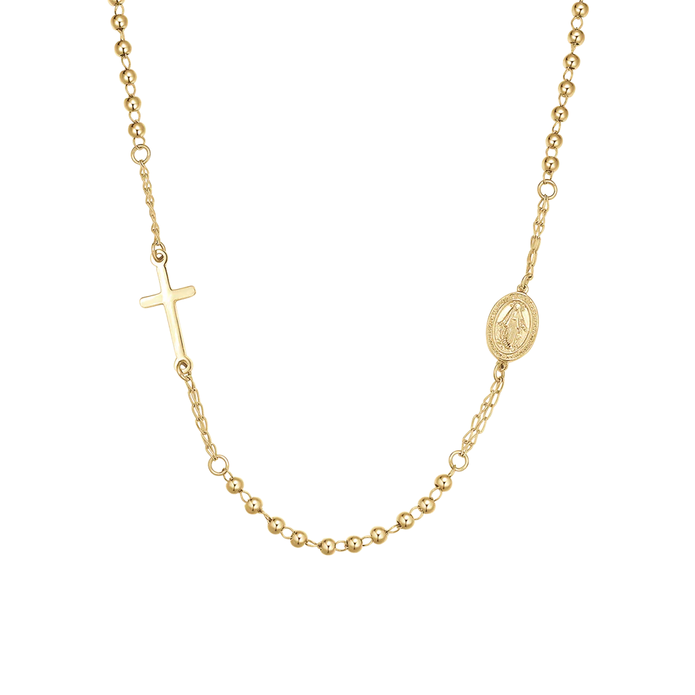 COLLANA DONNA ROSARIO IN ACCIAIO IP GOLD
